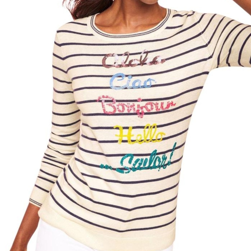 Talbots Getaway Aloha Bonjour Button back Sweater
